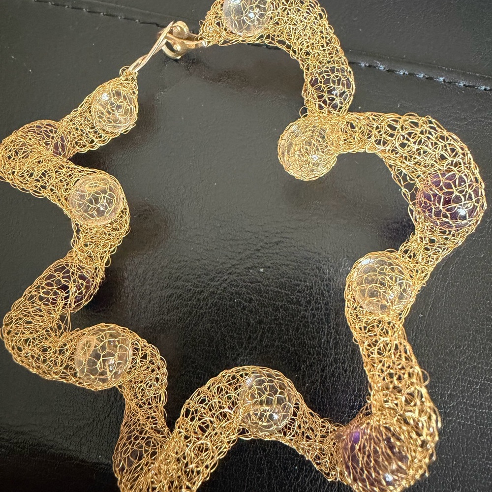 Elegant 14k  Gold and Purple Woven Bracelet